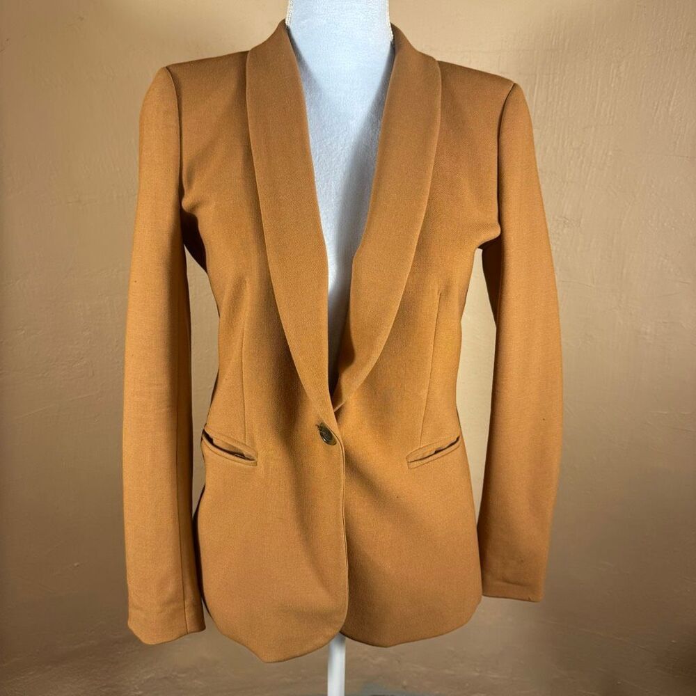 J.Crew Camel Wool-Blend Blazer | Polka Dot Lining | Size 2 - Picture 1 of 8